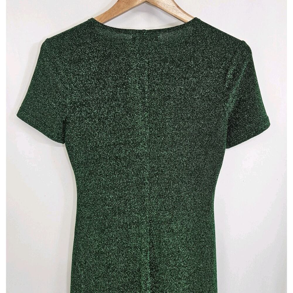 Reformation Amina Green Metallic Fleck Short Sleeve Mini Sheath Dress Medium - Picture 5 of 8